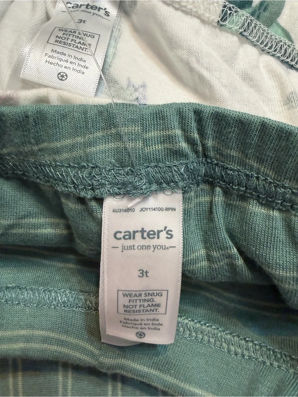 Carter's 3T Green Striped Pajama Bottoms 2 pair